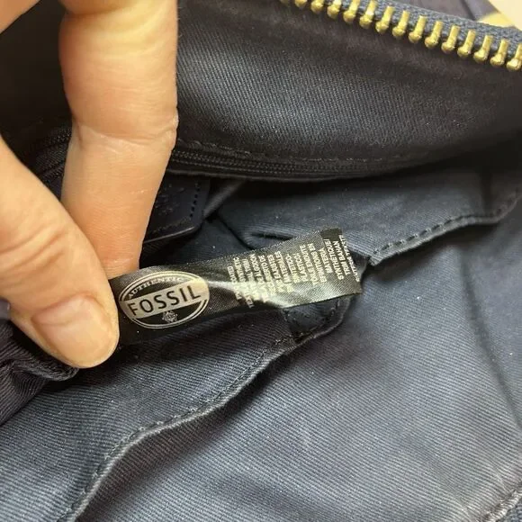 FOSSIL ELIZA Crossbody Blue Multi-Striped Coated Canvas Messenger Bag Purse - Picture 11 of 14